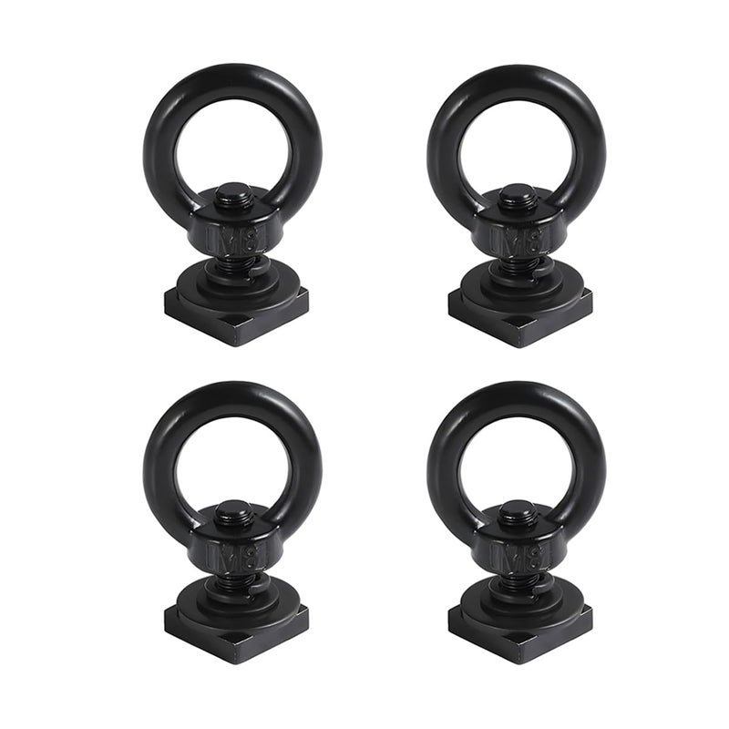 BESULEN 4 Sets T Track Mount Tie Down Anchor for Roof Rack M8 Stainless Steel Heavy Duty T Bolt Eye Nut Tie Down Rings Roof Rack Anchoring Kit for Holding Bungee Cord Rope Universal Fit